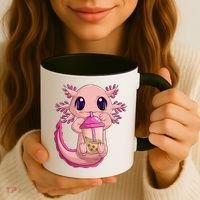 Axolotl Kawaii Anime Boba Tea Coffee Mug thumb 3