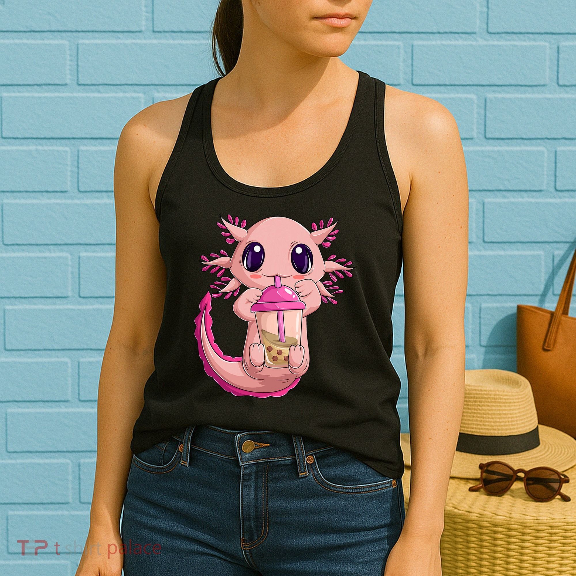 Axolotl Kawaii Anime Boba Tea Women's Tank Top