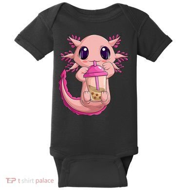 Axolotl Kawaii Anime Boba Tea Baby Bodysuit