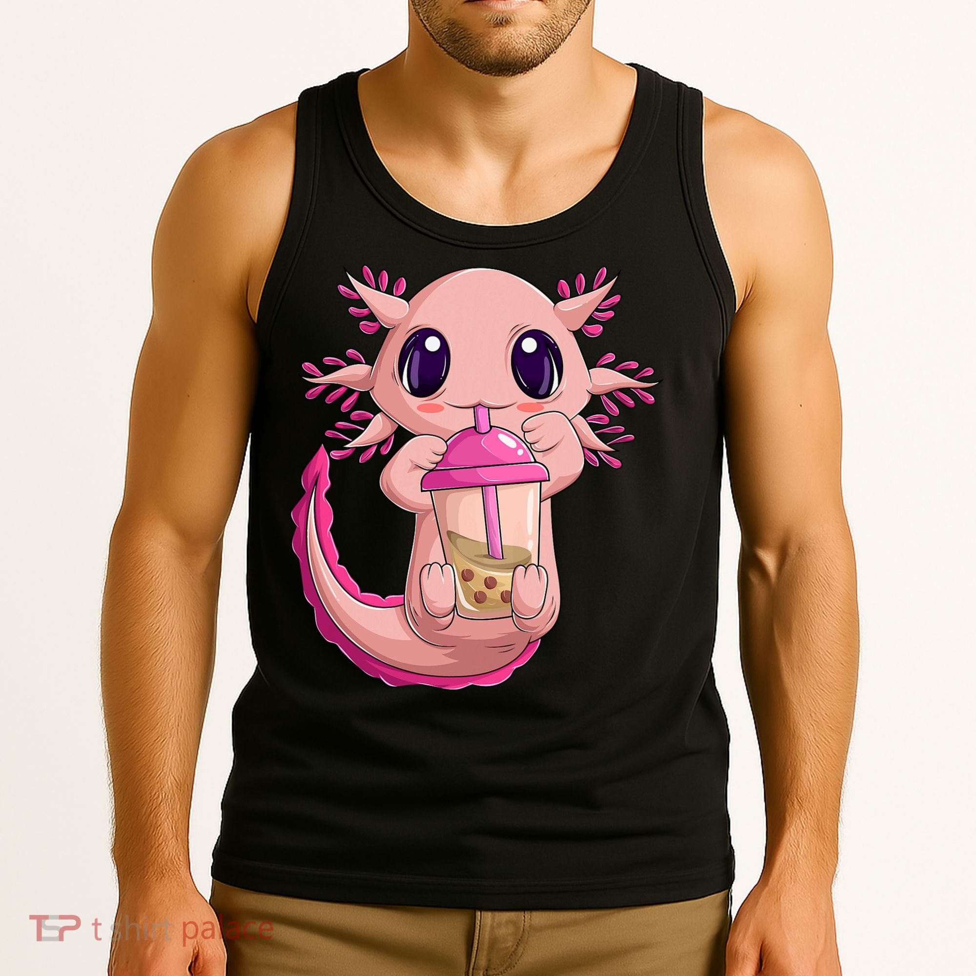 Axolotl Kawaii Anime Boba Tea Tank Top