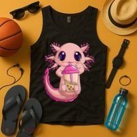 Axolotl Kawaii Anime Boba Tea Tank Top thumb 4