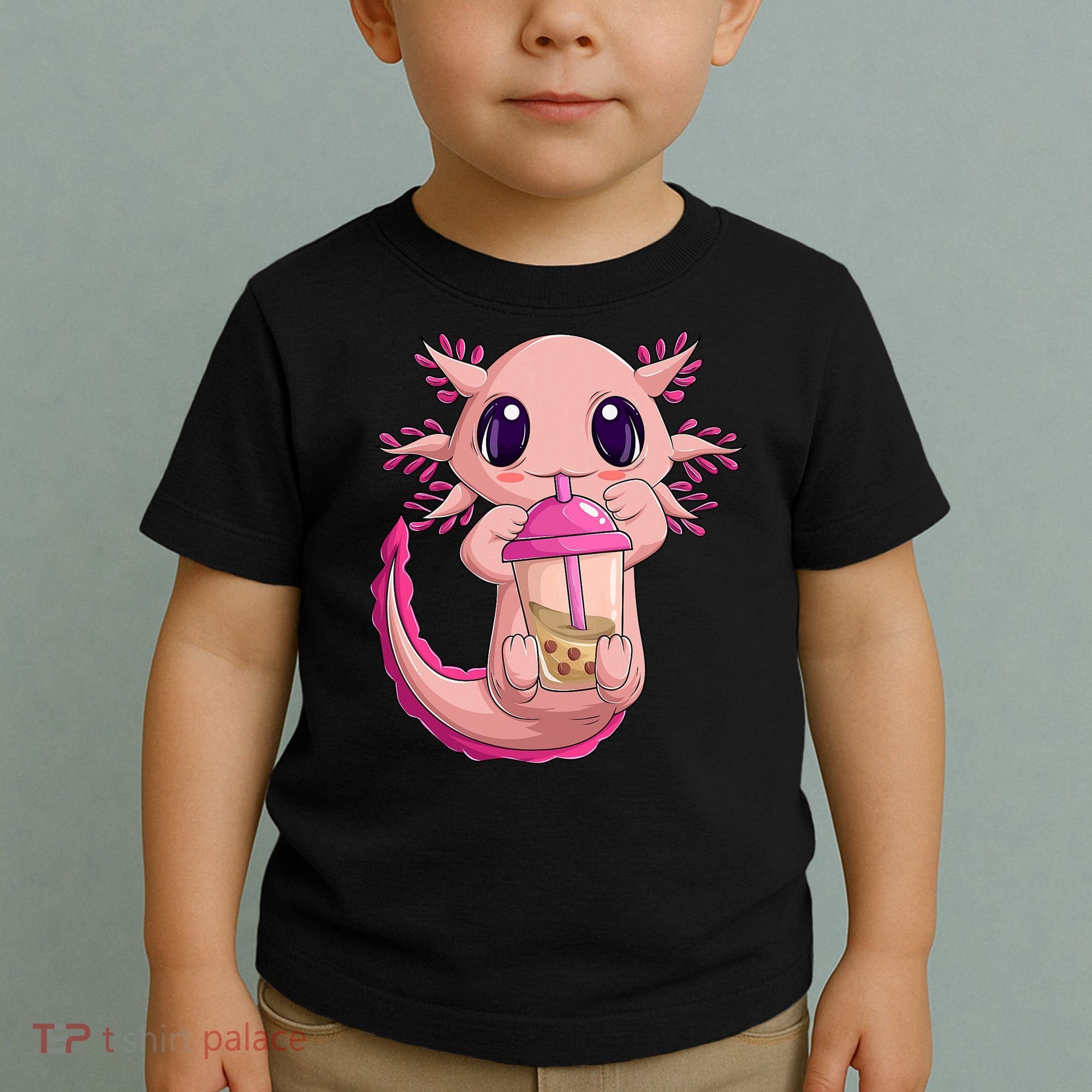 Axolotl Kawaii Anime Boba Tea Toddler T-Shirt