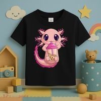 Axolotl Kawaii Anime Boba Tea Toddler T-Shirt thumb 3
