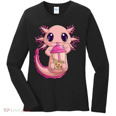 Axolotl Kawaii Anime Boba Tea Women's Long Sleeve Shirt