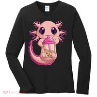 Axolotl Kawaii Anime Boba Tea Women's Long Sleeve Shirt thumb 0