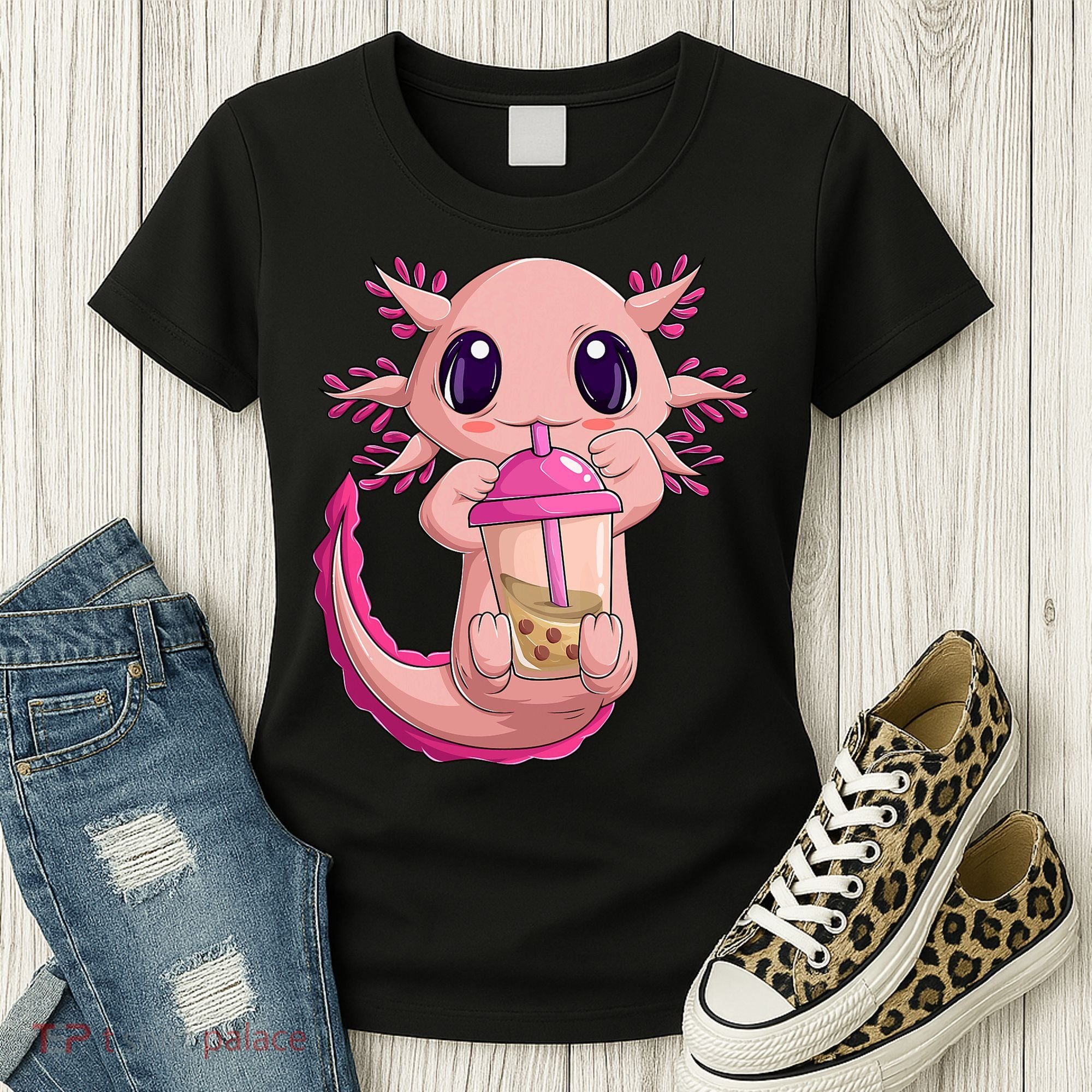 Axolotl Kawaii Anime Boba Tea Women's T-Shirt