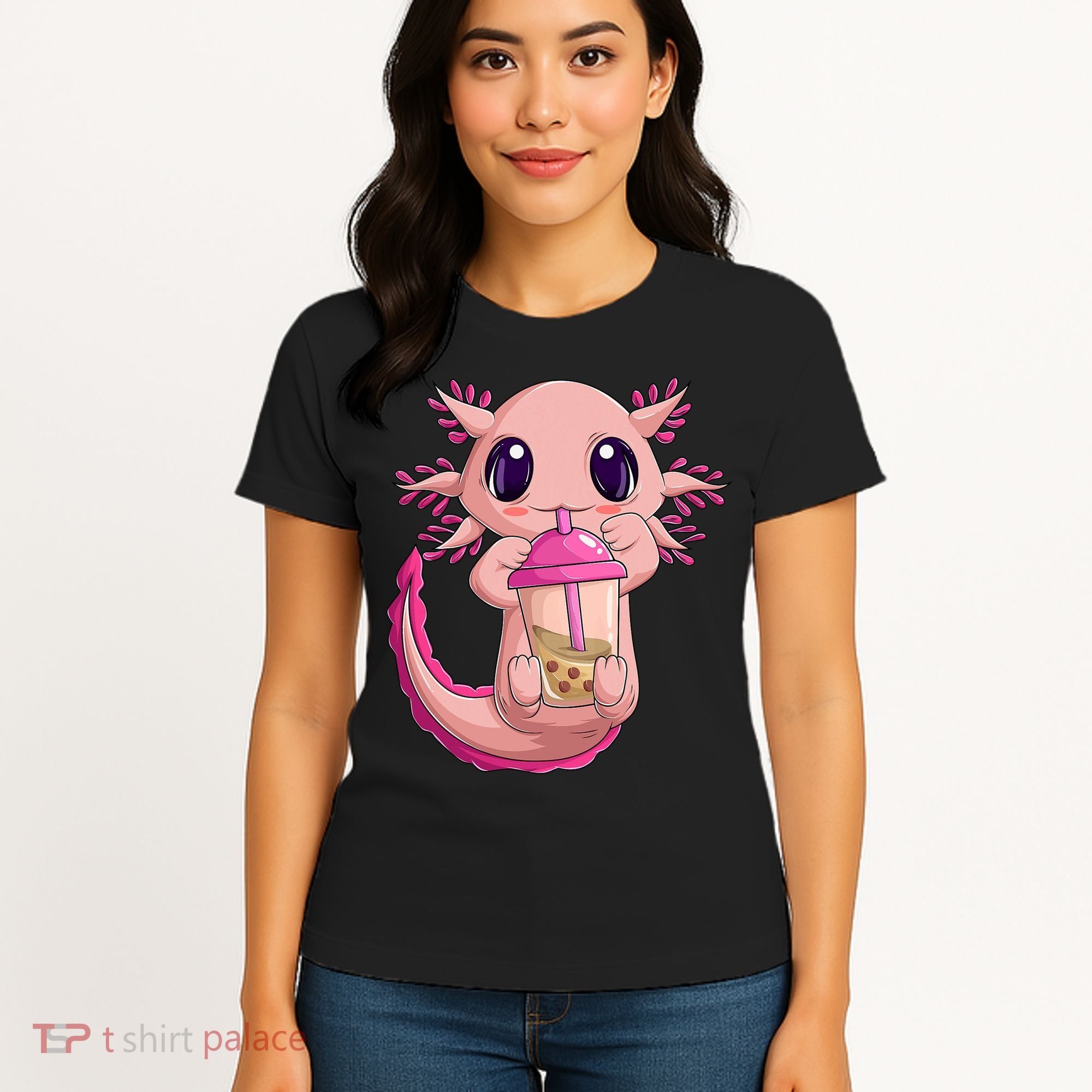Axolotl Kawaii Anime Boba Tea Women's T-Shirt