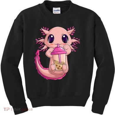 Axolotl Kawaii Anime Boba Tea Kids Sweatshirt