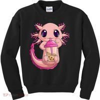 Axolotl Kawaii Anime Boba Tea Kids Sweatshirt thumb 0