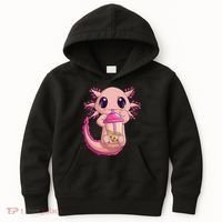 Axolotl Kawaii Anime Boba Tea Kids Hoodie thumb 0