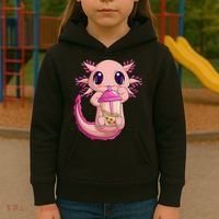 Axolotl Kawaii Anime Boba Tea Kids Hoodie thumb 3