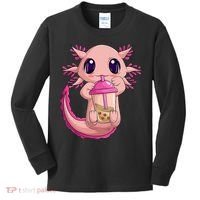 Axolotl Kawaii Anime Boba Tea Kids Long Sleeve Shirt thumb 0
