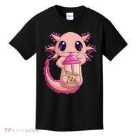 Axolotl Kawaii Anime Boba Tea Kids T-Shirt thumb 0