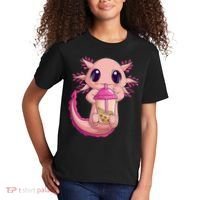 Axolotl Kawaii Anime Boba Tea Kids T-Shirt thumb 2