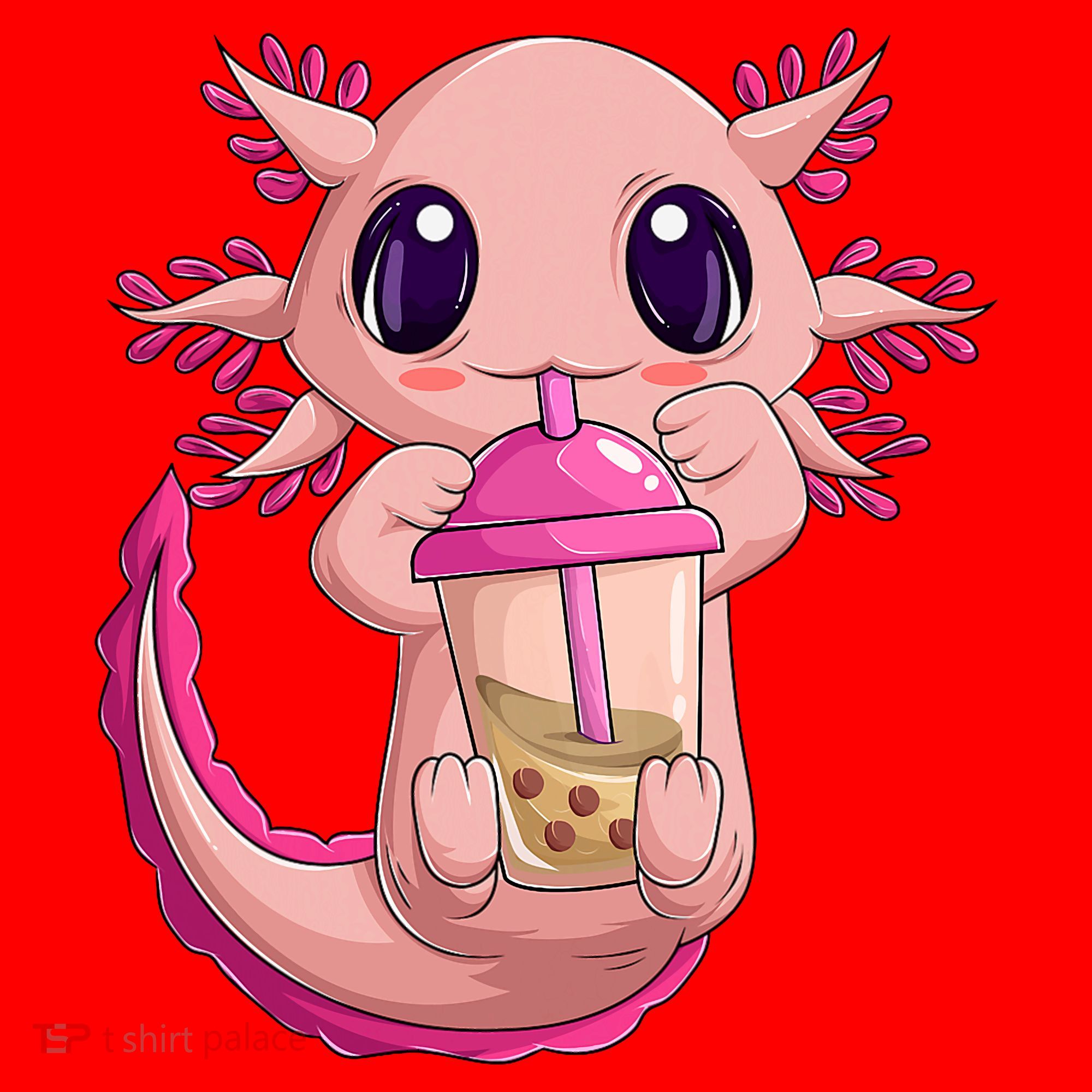 Axolotl Kawaii Anime Boba Tea Santa Hat