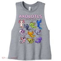 Axolotl Kawaii Axolotls Of The World Axolotl Animals Women's Racerback Cropped Tank thumb 0