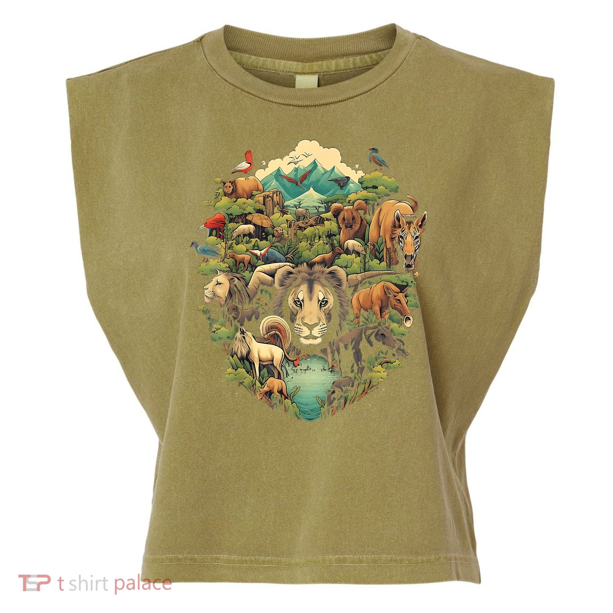 Animal Kingdom Animal Lover Nature Forest Garment-Dyed Women's Muscle Tee