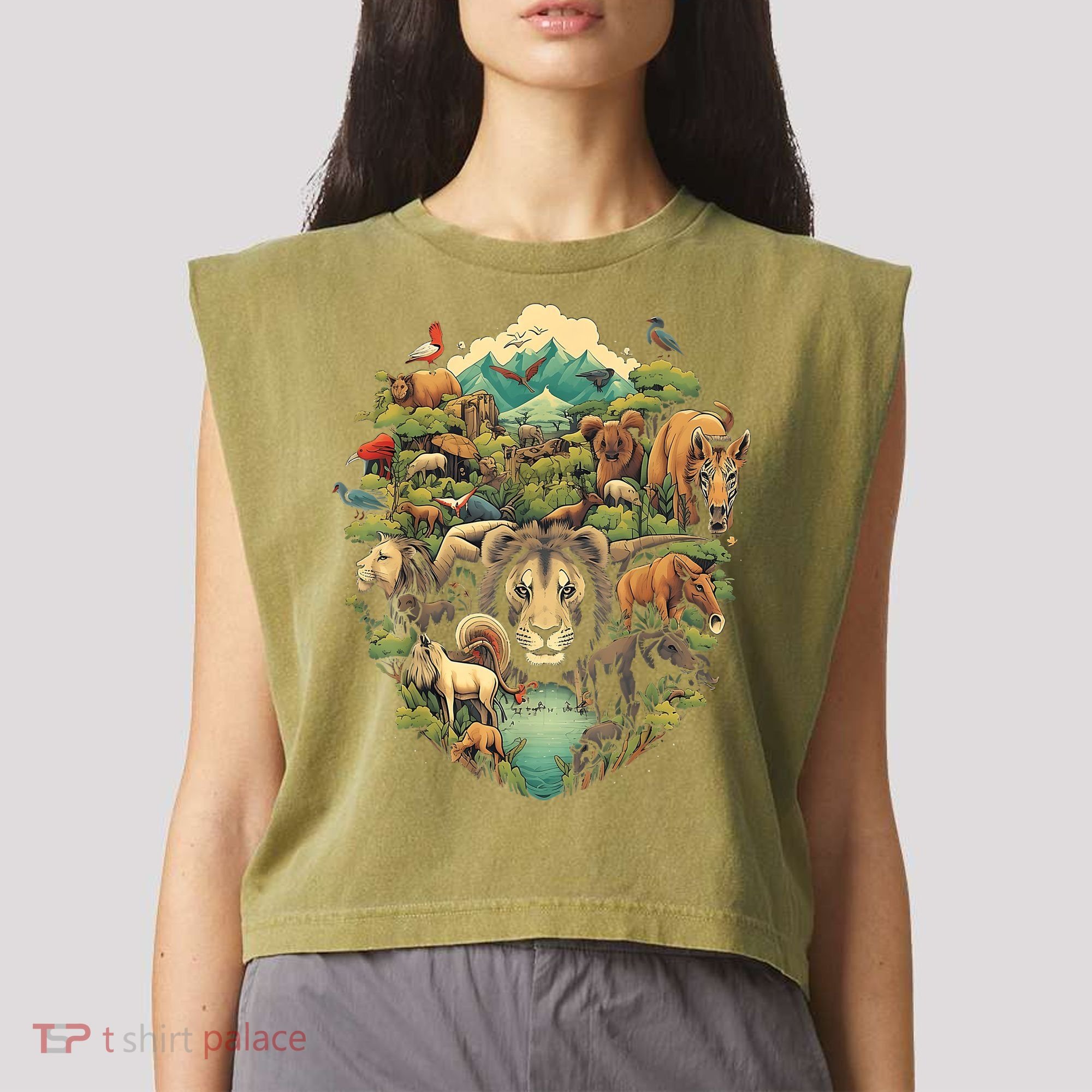 Animal Kingdom Animal Lover Nature Forest Garment-Dyed Women's Muscle Tee