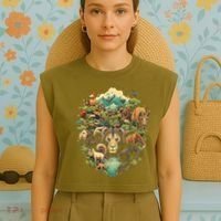 Animal Kingdom Animal Lover Nature Forest Garment-Dyed Women's Muscle Tee thumb 4