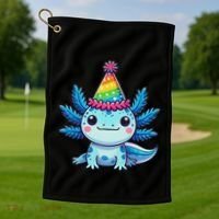 Anime Kawaii Axolotl Birthday Party Hat Golf Towel thumb 1