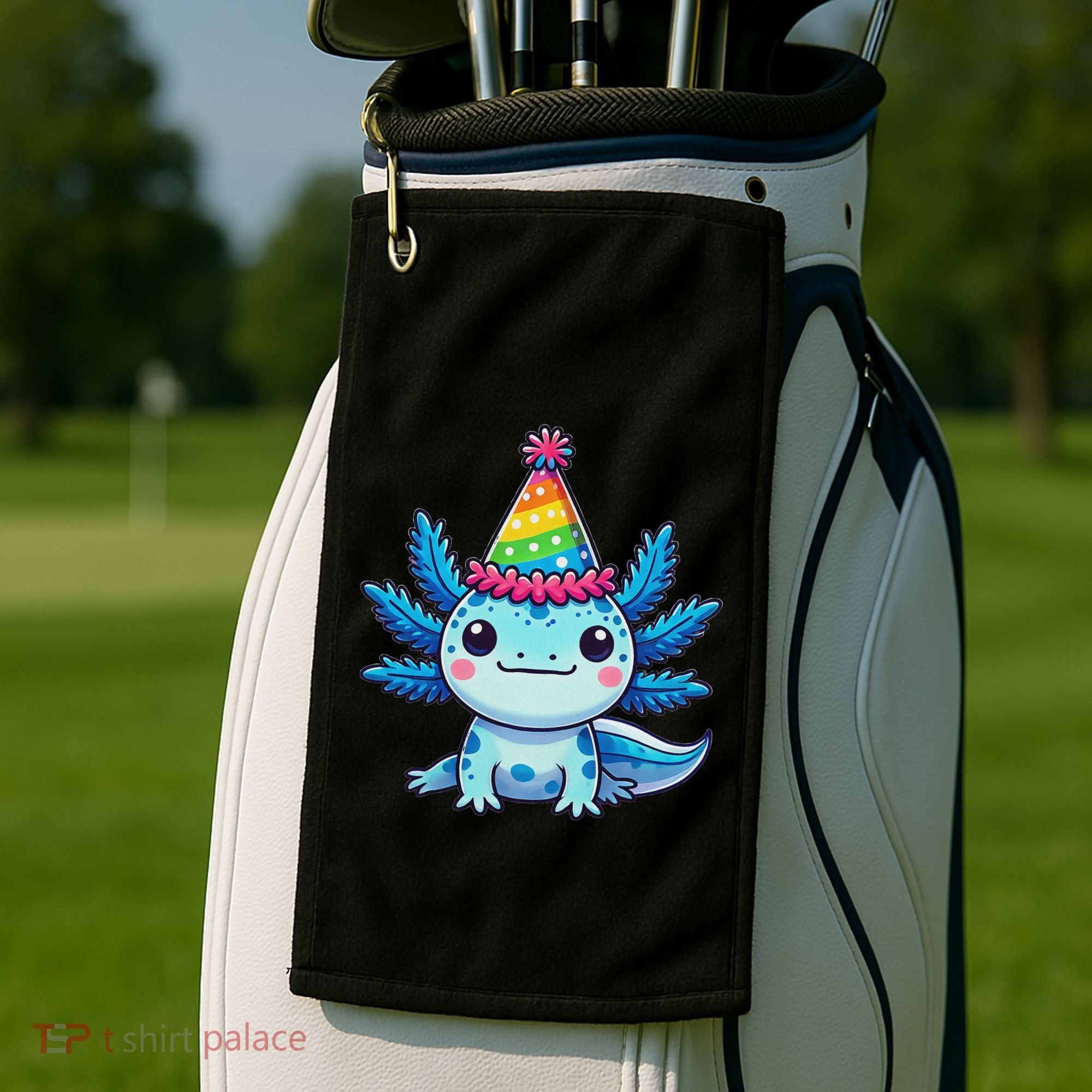 Anime Kawaii Axolotl Birthday Party Hat Golf Towel