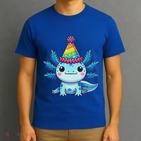 Anime Kawaii Axolotl Birthday Party Hat T-Shirt thumb 3