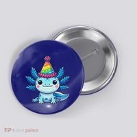 Anime Kawaii Axolotl Birthday Party Hat Button thumb 0