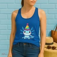 Anime Kawaii Axolotl Birthday Party Hat Women's Tank Top thumb 2