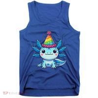 Anime Kawaii Axolotl Birthday Party Hat Tank Top thumb 0
