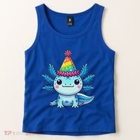 Anime Kawaii Axolotl Birthday Party Hat Tank Top thumb 2