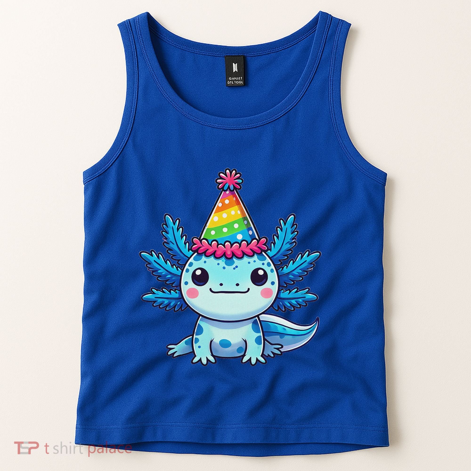 Anime Kawaii Axolotl Birthday Party Hat Tank Top