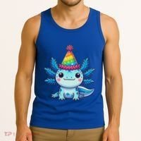 Anime Kawaii Axolotl Birthday Party Hat Tank Top thumb 3