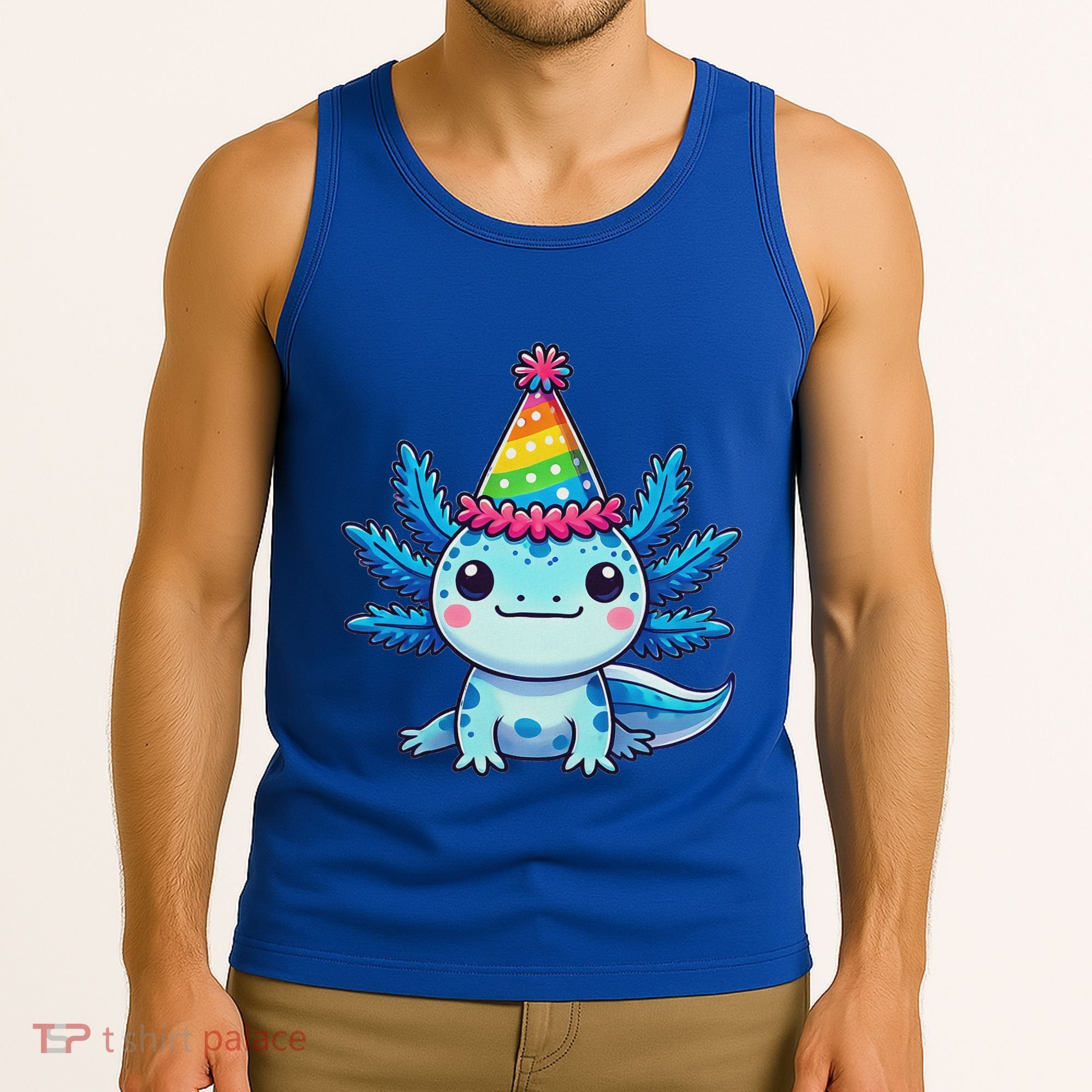 Anime Kawaii Axolotl Birthday Party Hat Tank Top