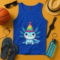 Anime Kawaii Axolotl Birthday Party Hat Tank Top thumb 4