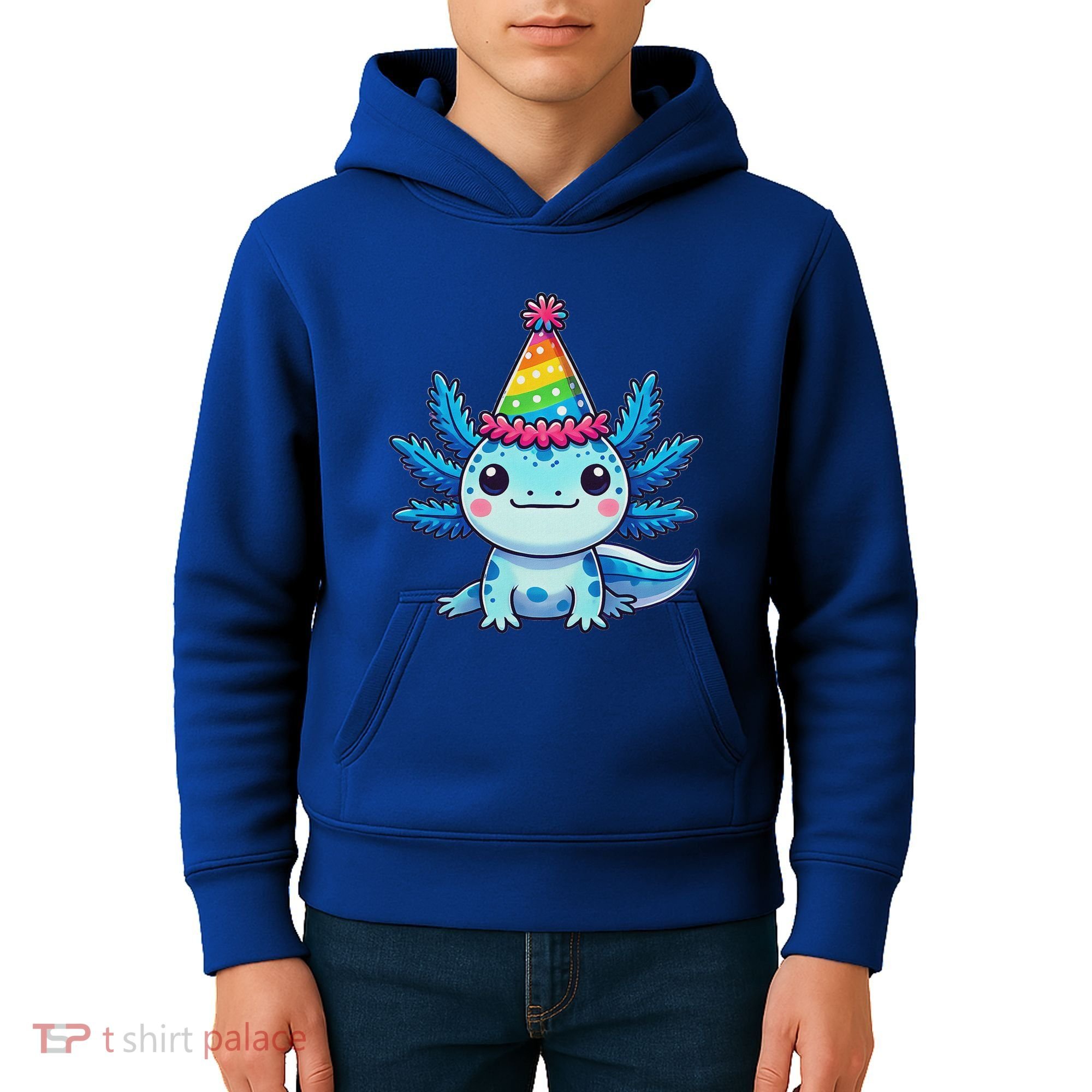 Anime Kawaii Axolotl Birthday Party Hat Kids Hoodie