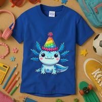 Anime Kawaii Axolotl Birthday Party Hat Kids T-Shirt thumb 3