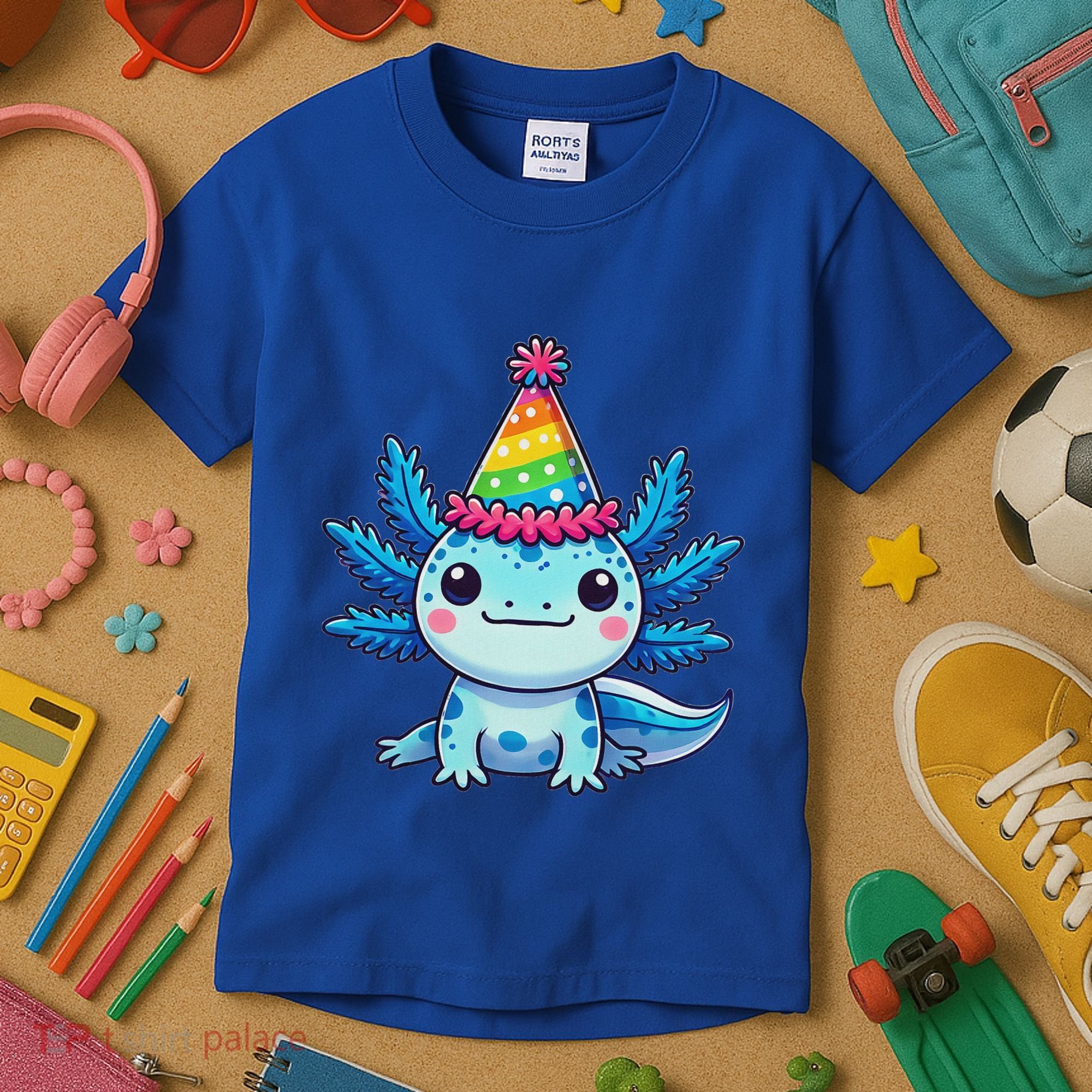 Anime Kawaii Axolotl Birthday Party Hat Kids T-Shirt