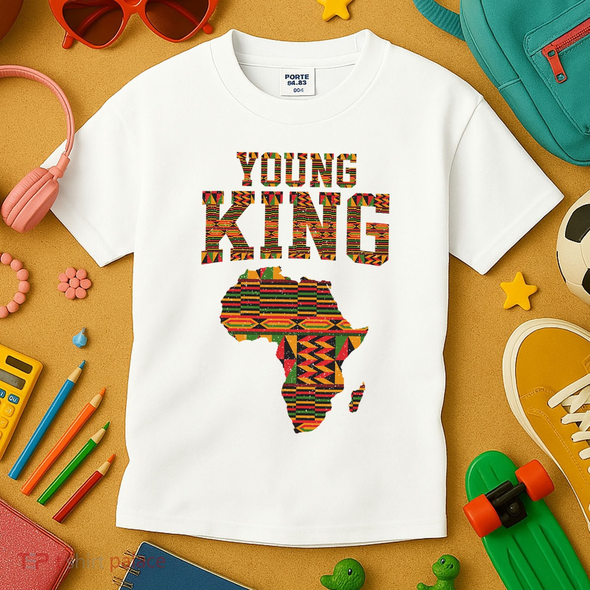 African King Art Kente Cloth African Print Kids T-Shirt