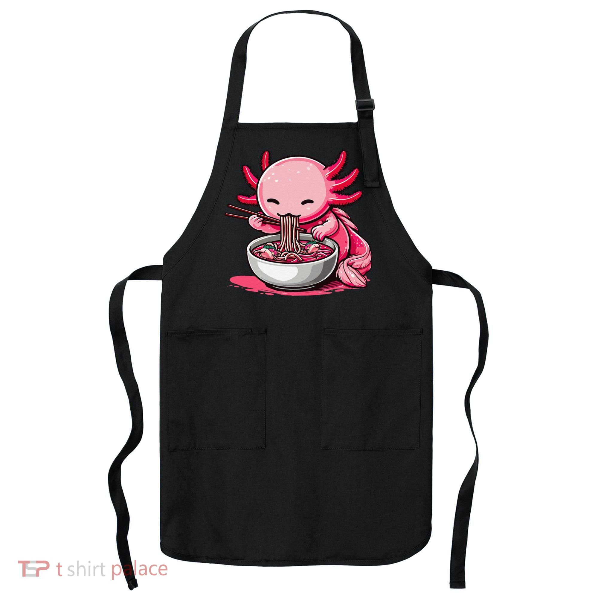 Anime Kawaii Axolotl Eating Ramen Noodles Gift Apron