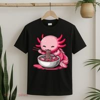 Anime Kawaii Axolotl Eating Ramen Noodles Gift T-Shirt thumb 2