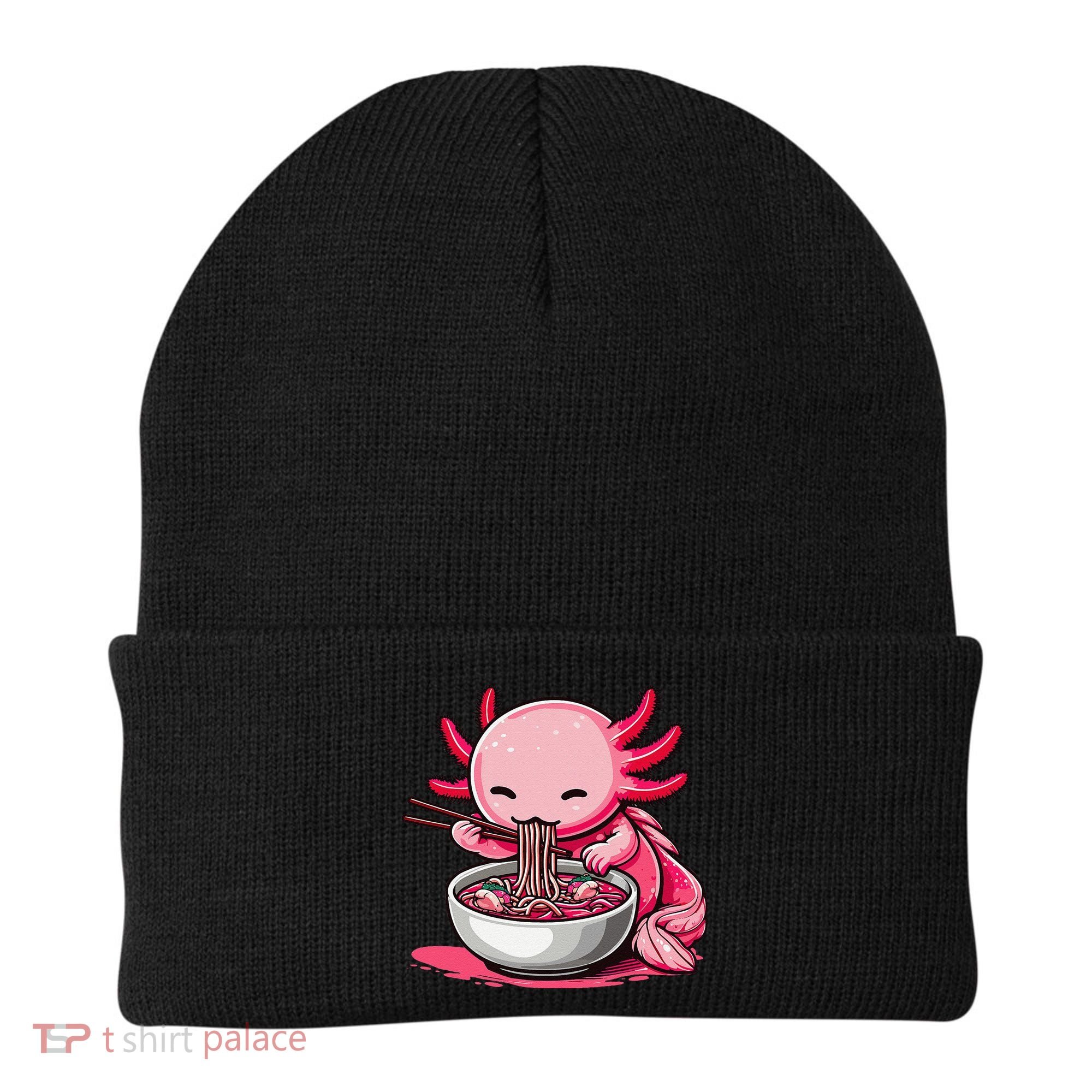 Anime Kawaii Axolotl Eating Ramen Noodles Gift Beanie