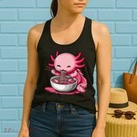 Anime Kawaii Axolotl Eating Ramen Noodles Gift Women's Tank Top thumb 2