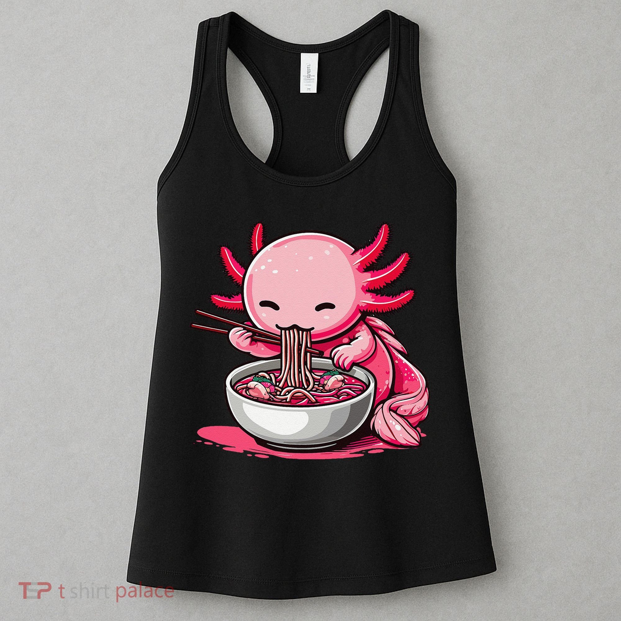 Anime Kawaii Axolotl Eating Ramen Noodles Gift Women's Tank Top
