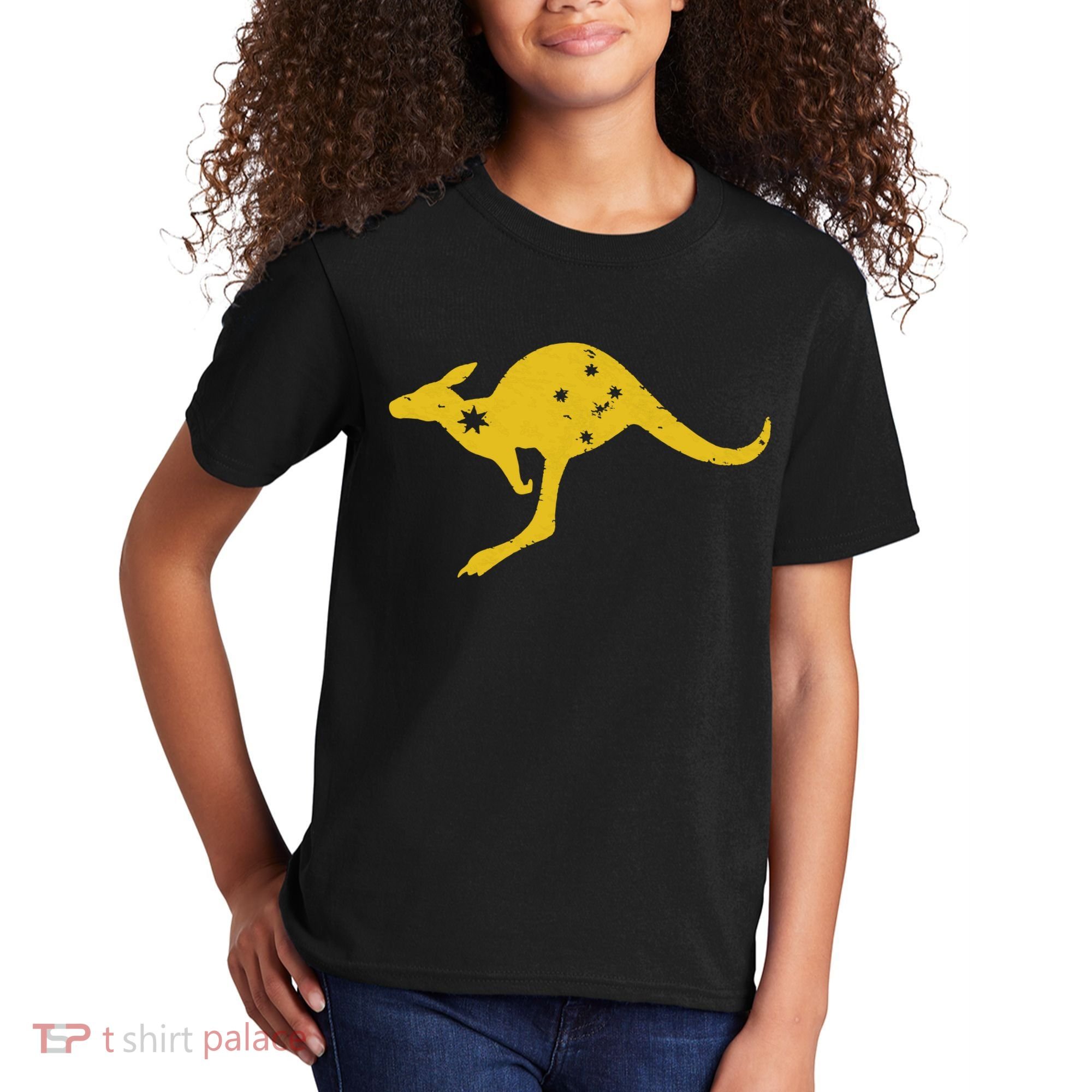 AUSTRALIA KANGAROO AUSSIE ROO FLAG ROUNDEL SPORTS MILITARY Kids T-Shirt