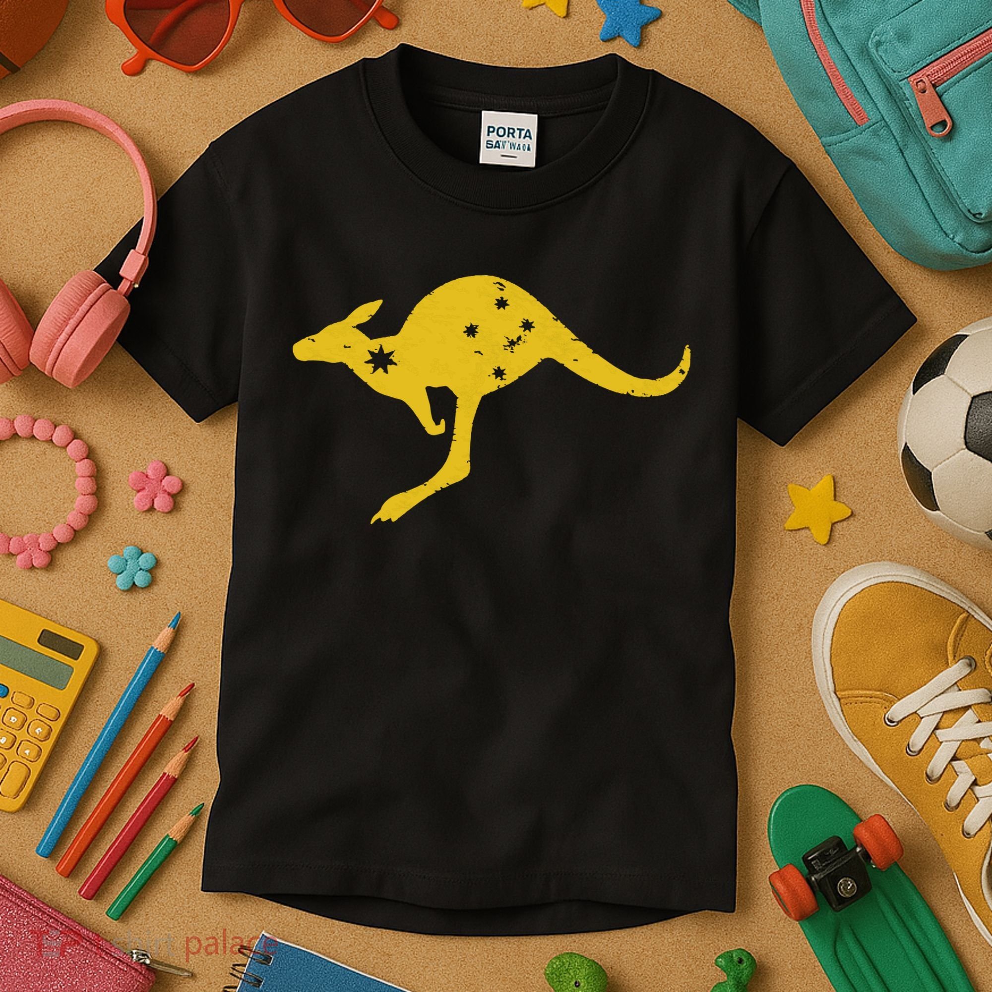 AUSTRALIA KANGAROO AUSSIE ROO FLAG ROUNDEL SPORTS MILITARY Kids T-Shirt