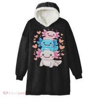 Axolotl Kawaii Anime Cute Axolotls Hooded Wearable Blanket thumb 0