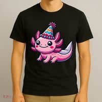 Anime Kawaii Axolotl Birthday Party Hat T-Shirt thumb 3