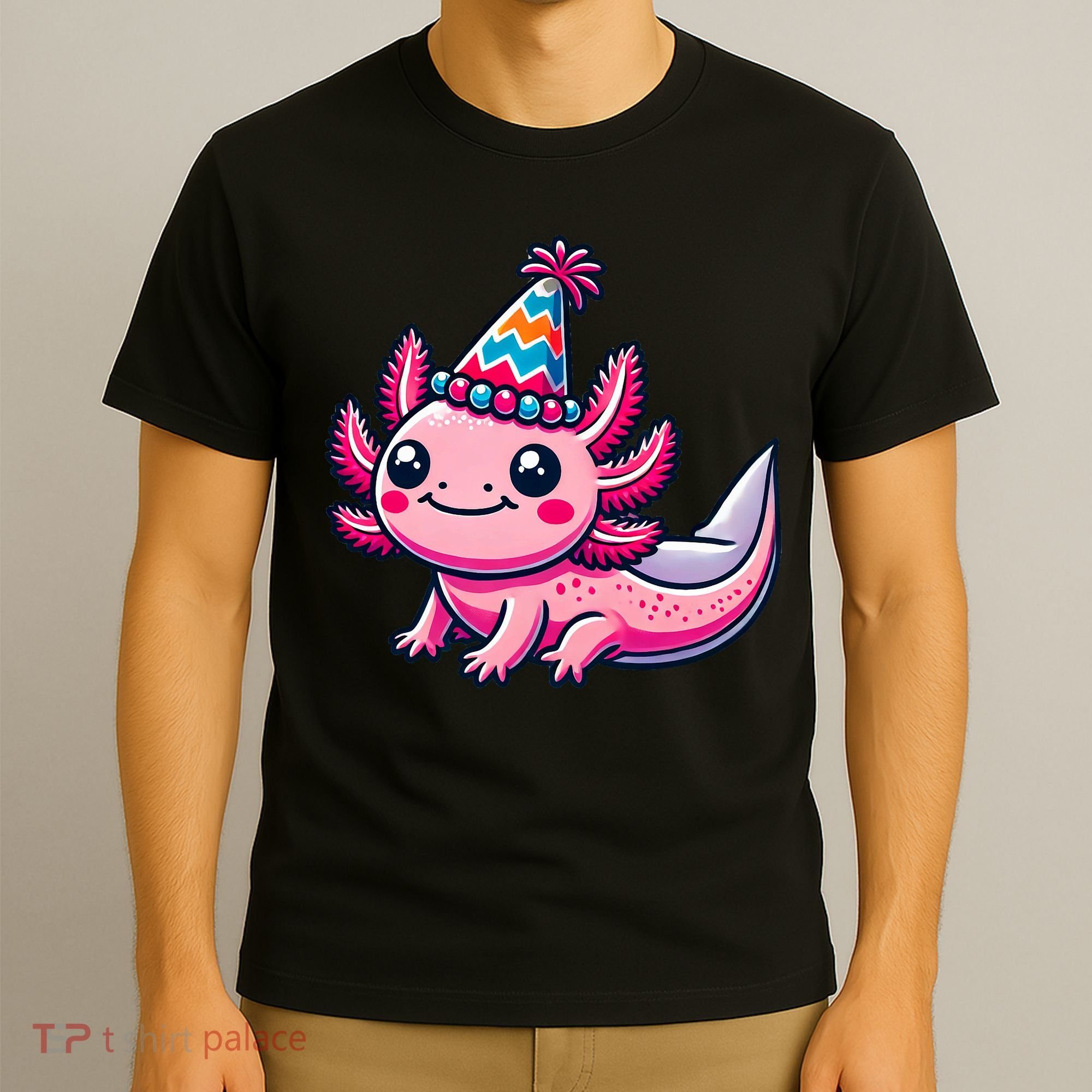 Anime Kawaii Axolotl Birthday Party Hat T-Shirt