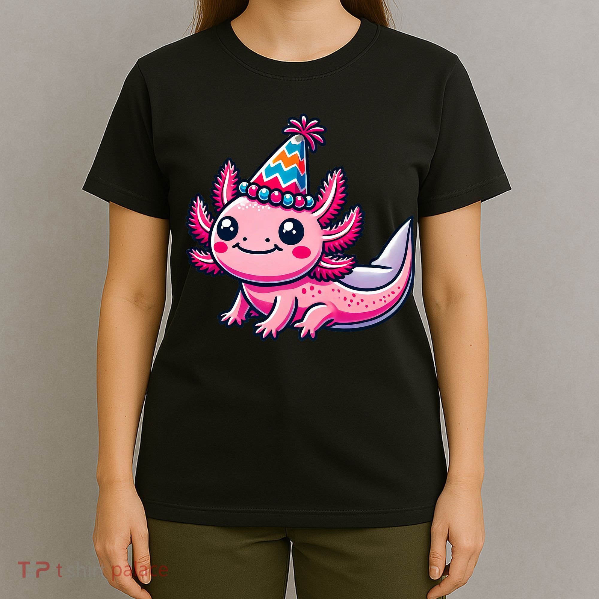 Anime Kawaii Axolotl Birthday Party Hat T-Shirt
