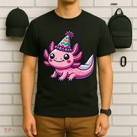 Anime Kawaii Axolotl Birthday Party Hat T-Shirt thumb 6